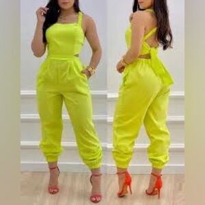 Casual O Neck Sleeveless Waist Micro Elastic Band Cross Tied Detail Size S